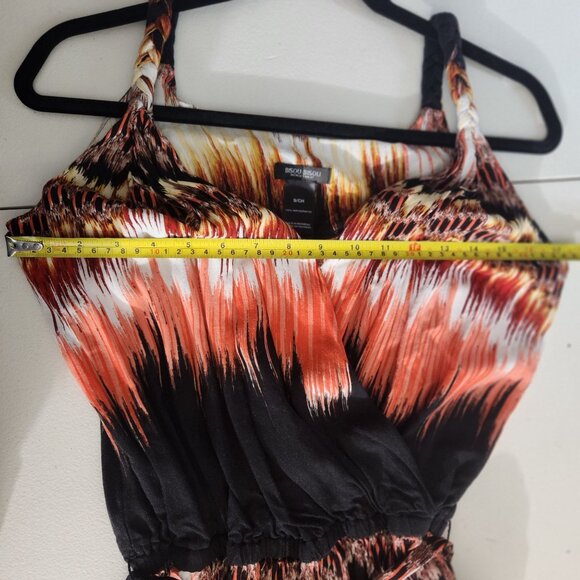 Bisou Bisou Womens S Sleeveless Rayon Tie-Dye Romper Black & Orange - Picture 8 of 13